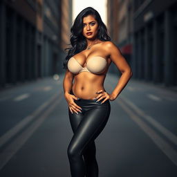 A captivating image of a stunning desi woman, embodying a curvy and youthful MILF aesthetic
