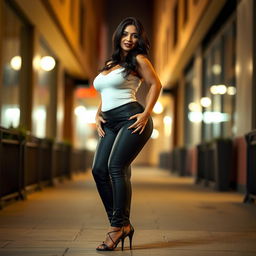 A captivating image of a stunning desi woman, embodying a curvy and youthful MILF aesthetic