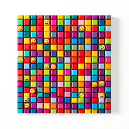 A vibrant, square canvas filled with a colorful grid of small squares representing Tetris blocks