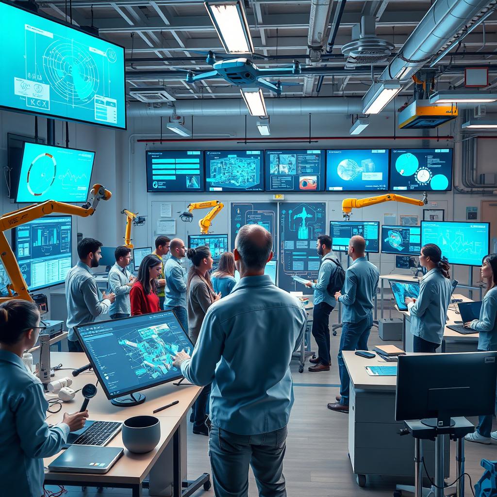 A comprehensive and visually stunning depiction of the role of artificial intelligence in engineering activities