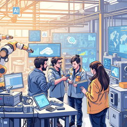 An insightful illustration depicting the use of artificial intelligence in engineering activities
