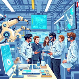 An insightful illustration depicting the use of artificial intelligence in engineering activities