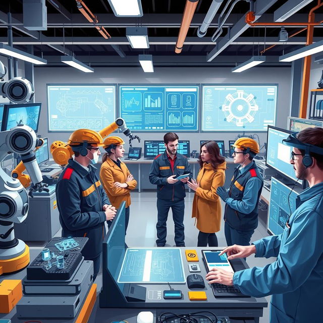 An insightful illustration depicting the use of artificial intelligence in engineering activities