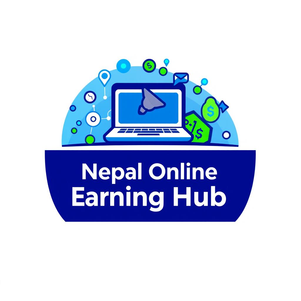 A clean and simple logo design for 'Nepal Online Earning Hub', reflecting online income and opportunities in Nepal