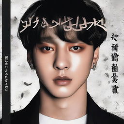 A high-quality book cover featuring a digital art representation of Jeon Jungkook from BTS, his face etched with determination