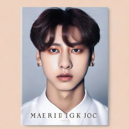 A top-quality book cover featuring a real photograph of Jeon Jungkook from BTS, his expression determined