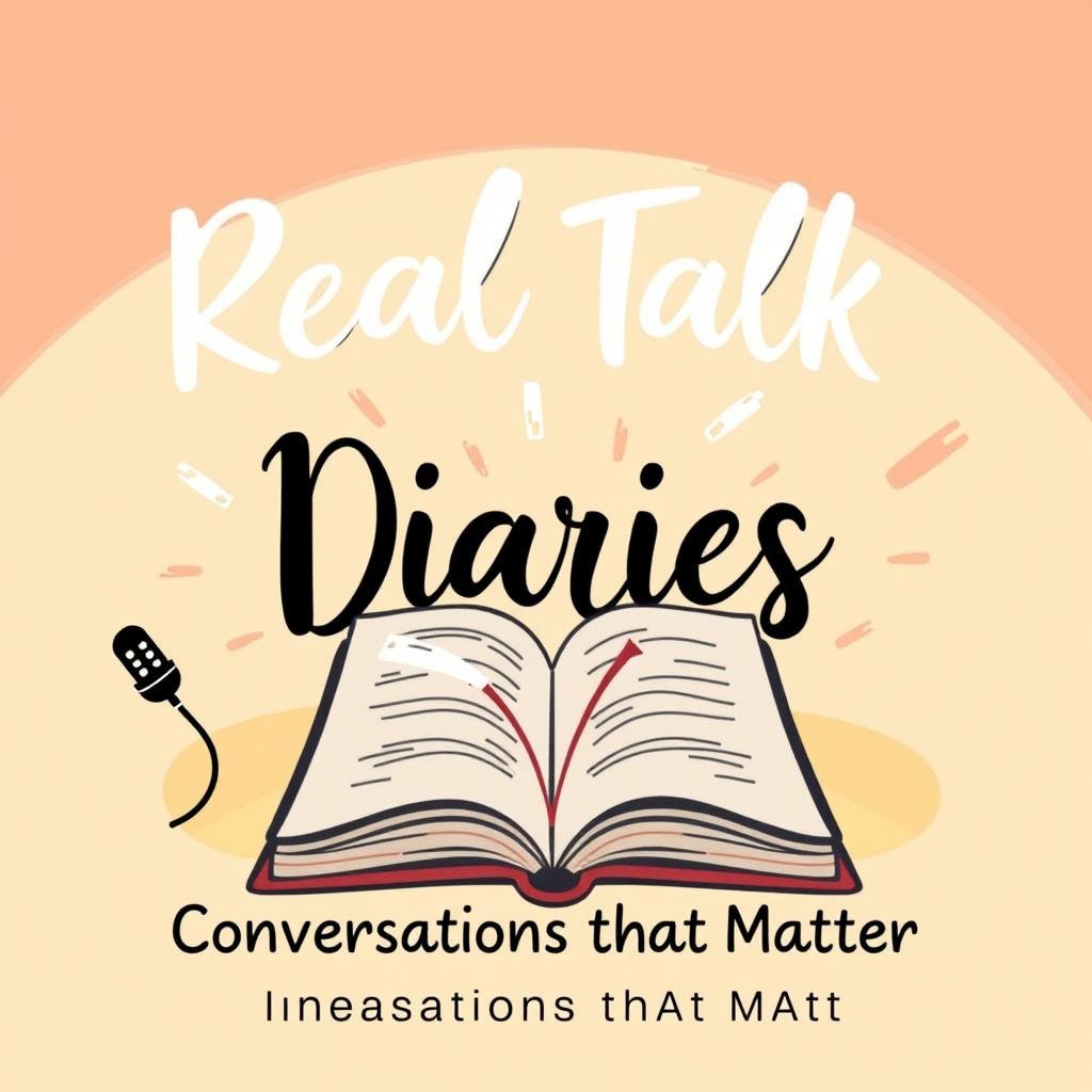 A vibrant and engaging podcast cover design inspired by the name "Real Talk Diaries