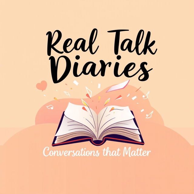 A vibrant and engaging podcast cover design inspired by the name "Real Talk Diaries