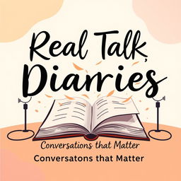 A vibrant and engaging podcast cover design inspired by the name "Real Talk Diaries