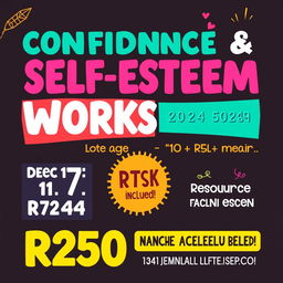 An appealing advertisement for a confidence and self-esteem workshop aimed at girls aged 10 to 15 years