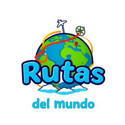 A fun and aesthetically pleasing professional logo for a tour operator named 'Rutas del Mundo'