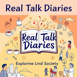 A visually engaging podcast cover that embodies the essence of 'Real Talk Diaries
