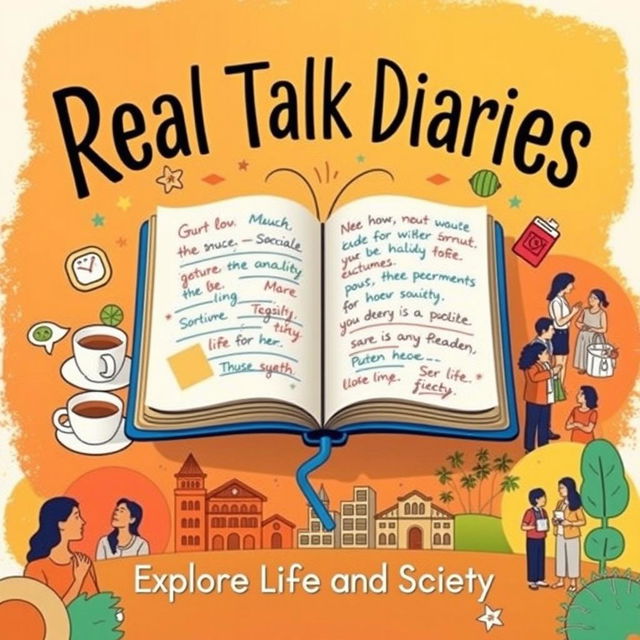 A visually engaging podcast cover that embodies the essence of 'Real Talk Diaries