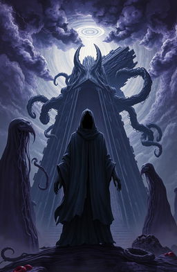 A gripping and eerie illustration inspired by the cosmic horror theme of "The Architect of the Collective" by Dusan Bajec