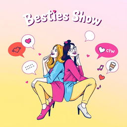 A vibrant and eye-catching podcast cover design for a show titled 'Besties Show'