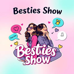 A vibrant and eye-catching podcast cover design for a show titled 'Besties Show'