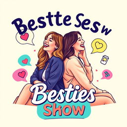 A vibrant and eye-catching podcast cover design for a show titled 'Besties Show'