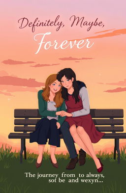 A romantic cover illustration featuring Bex and Dexter sitting closely together on a park bench, both looking content yet thoughtful