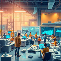 A visually captivating illustration that highlights the use of artificial intelligence in engineering activities