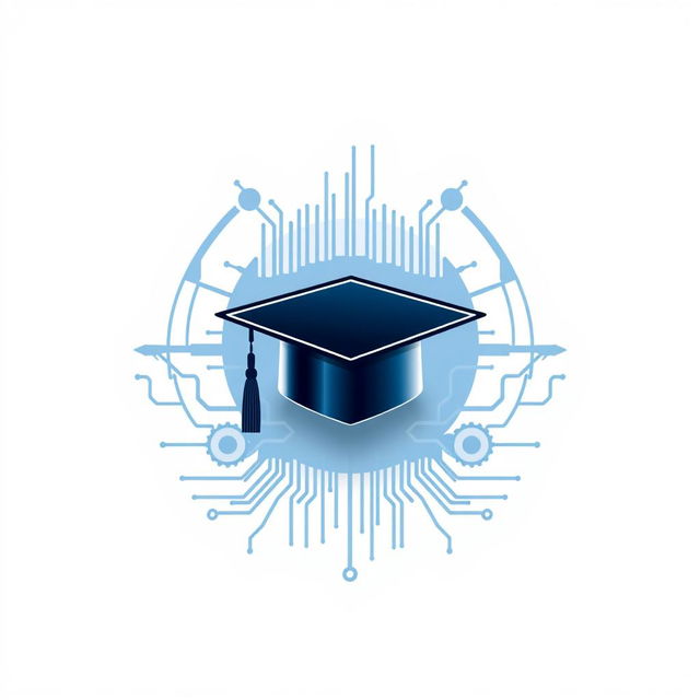 An icon design for a technological institute featuring a graduation cap (birrete) prominently in the center