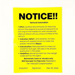 A visually appealing and professional notice with a bold and prominent title at the top reading 'NOTICE!! NOTICE!! NOTICE!!' in large black font