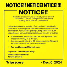 A visually appealing and professional notice with a bold and prominent title at the top reading 'NOTICE!! NOTICE!! NOTICE!!' in large black font