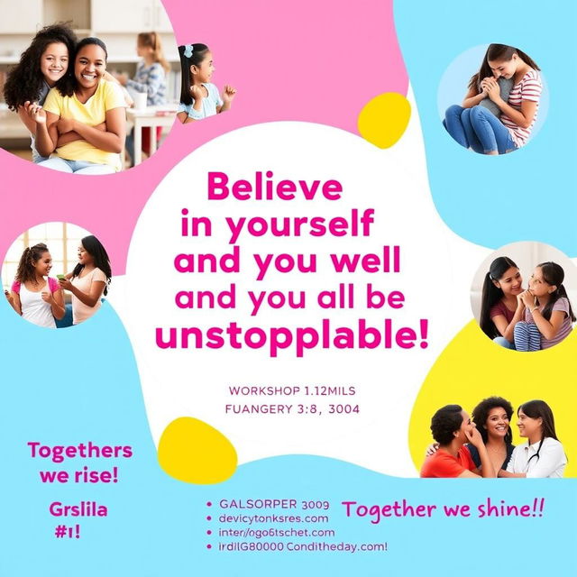 An advertisement for a confidence and self-esteem workshop designed specifically for girls