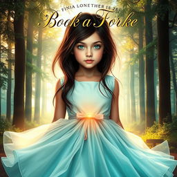 A captivating book cover featuring a girl with dark brown hair and striking green eyes positioned in the center