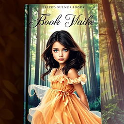 A captivating book cover featuring a girl with dark brown hair and striking green eyes positioned in the center