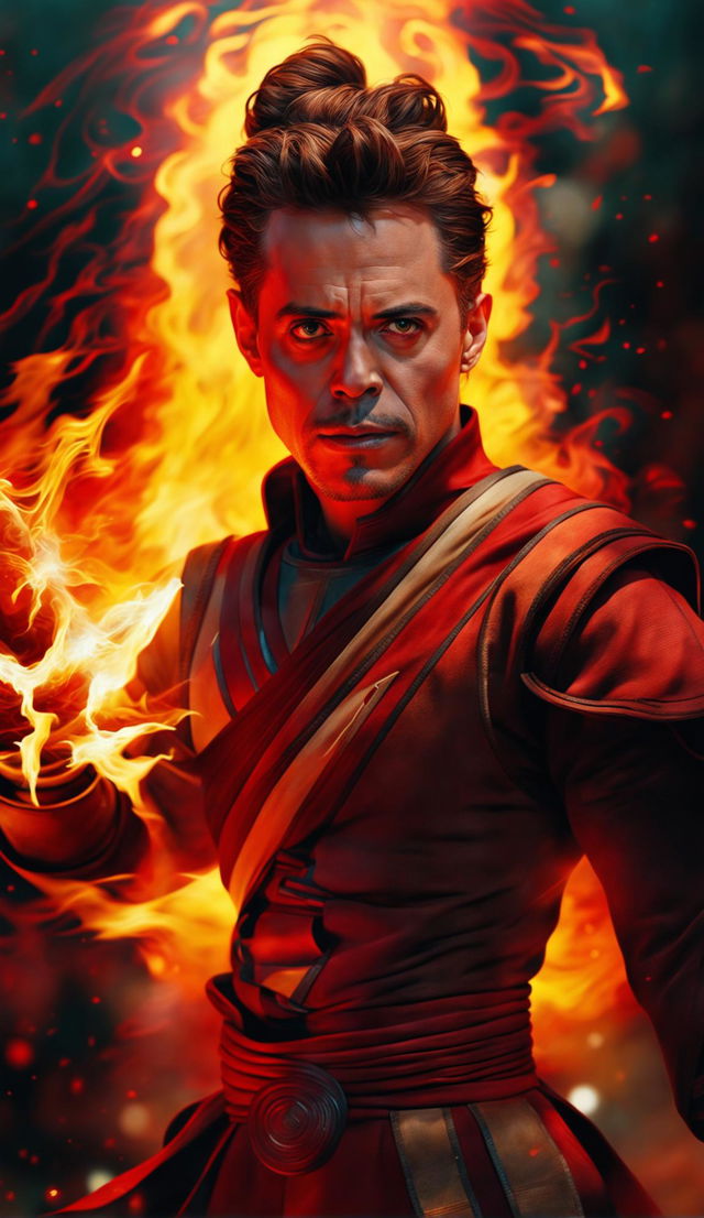 A high-quality digital artwork featuring Robert Downey Jr