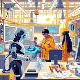 A visually captivating illustration showcasing the use of artificial intelligence in engineering activities