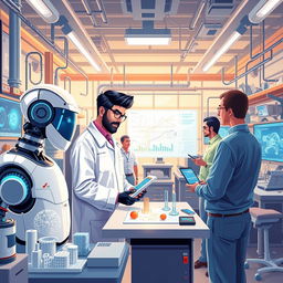 A visually captivating illustration showcasing the use of artificial intelligence in engineering activities