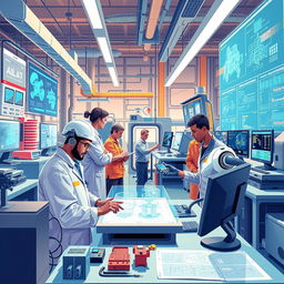 A visually captivating illustration showcasing the use of artificial intelligence in engineering activities