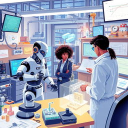 A visually captivating illustration showcasing the use of artificial intelligence in engineering activities