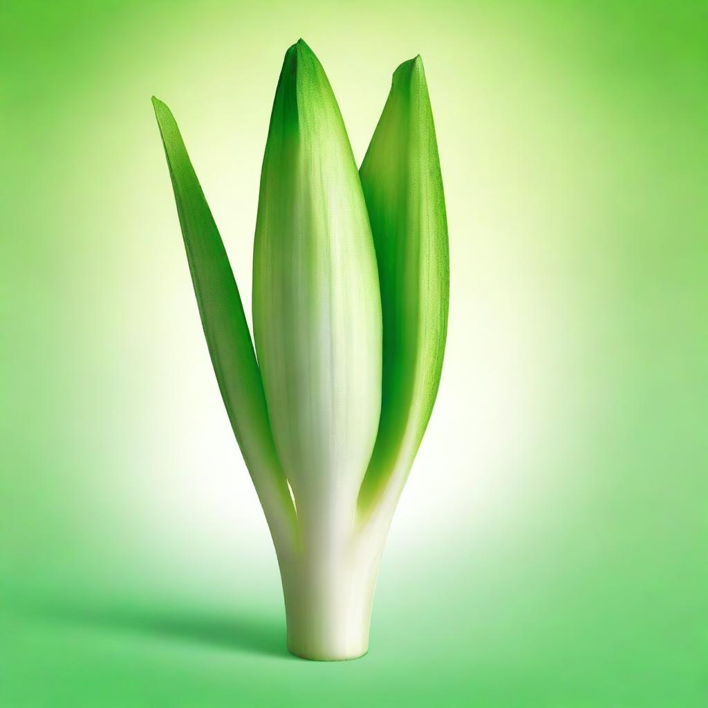 A high-resolution digital art image of a fresh, green leek