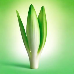 A high-resolution digital art image of a fresh, green leek