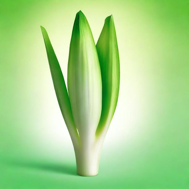 A high-resolution digital art image of a fresh, green leek