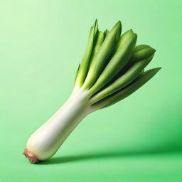 A high-resolution digital art image of a fresh, green leek