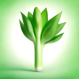 A high-resolution digital art image of a fresh, green leek