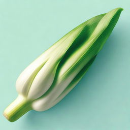 A high-resolution digital art image of a fresh, green leek