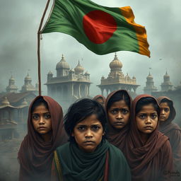 A poignant scene illustrating the plight of Bangladeshi Hindus under threat from extremist Islamist groups
