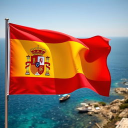 A striking depiction of the flag of Spain, featuring its bold red and yellow horizontal stripes