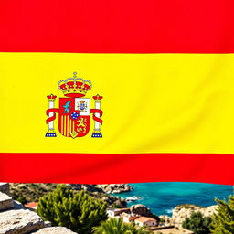 A striking depiction of the flag of Spain, featuring its bold red and yellow horizontal stripes