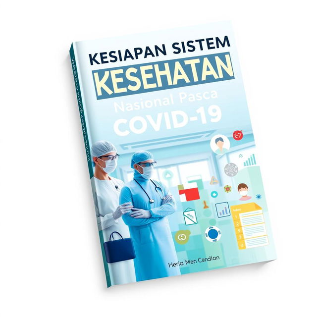 A book cover design for a title "Kesiapan Sistem Kesehatan Nasional Pasca COVID-19"