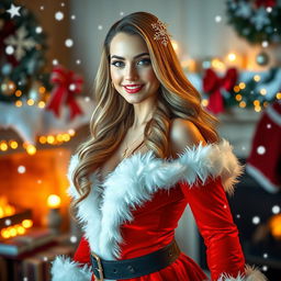 A stunningly beautiful woman dressed as Mrs