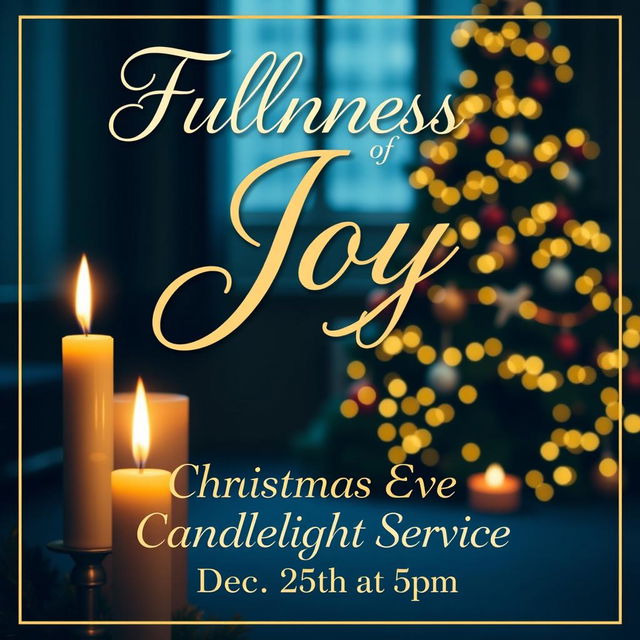A serene and inviting graphic for a church event titled 'Fullness of Joy'