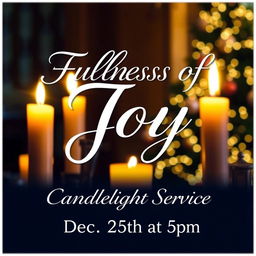 A serene and inviting graphic for a church event titled 'Fullness of Joy'