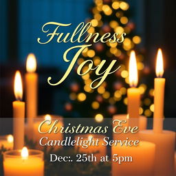 A serene and inviting graphic for a church event titled 'Fullness of Joy'