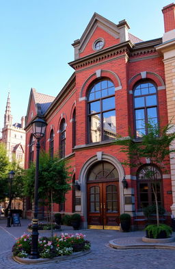 An exterior view of an old hospital building situated in a quaint, historical city