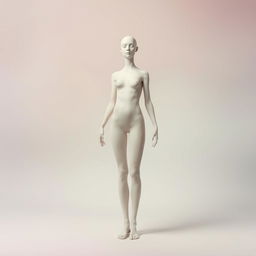 A surreal and abstract representation of a human body devoid of eyes, ears, feet, hands, hair, mouth, and nose